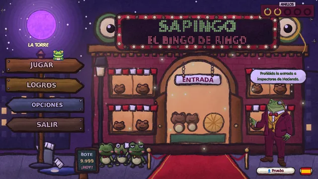 El menú: la fachada de Sapingo con el letrero encendido.